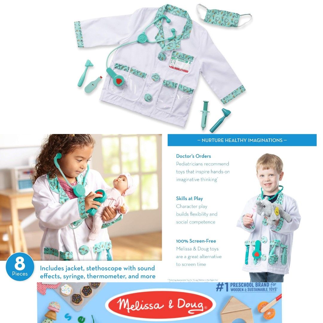 Authentic Melissa Doug Doctor Role Play Costume Dress Up Set 7 pcs kids halloween party Hobbies Toys Toys Games on Carousell