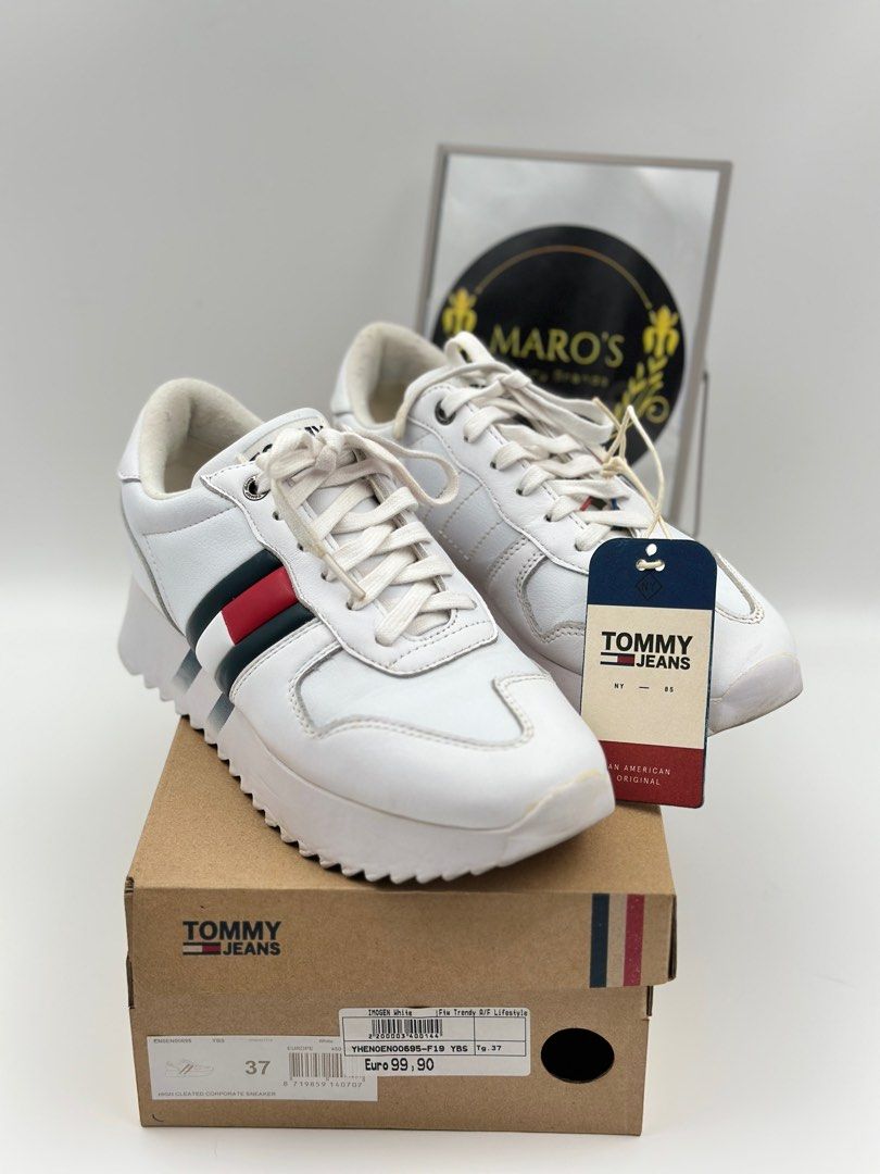 Tommy hilfiger white high cleated sneaker trainers online