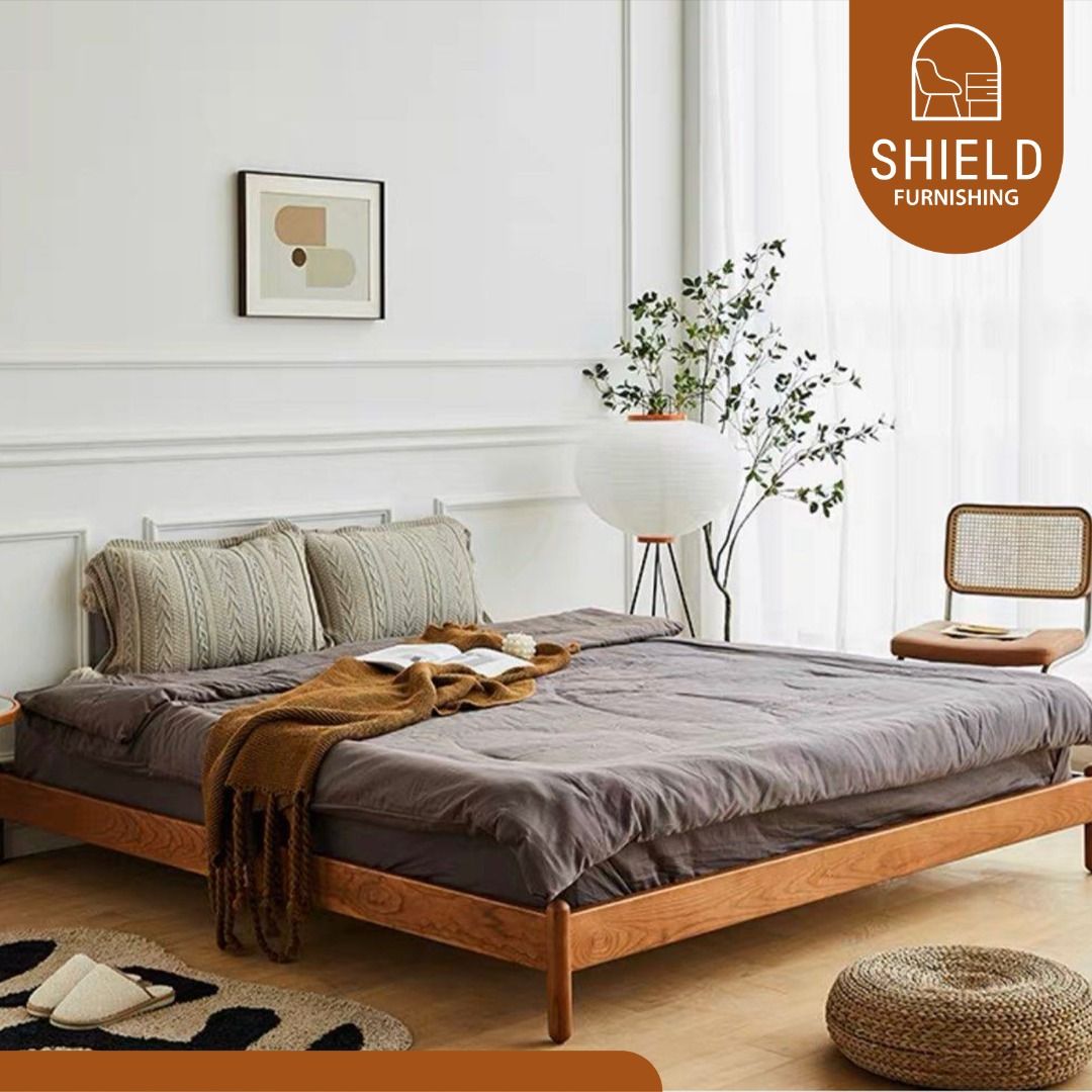 Modern walnut bed outlet frame