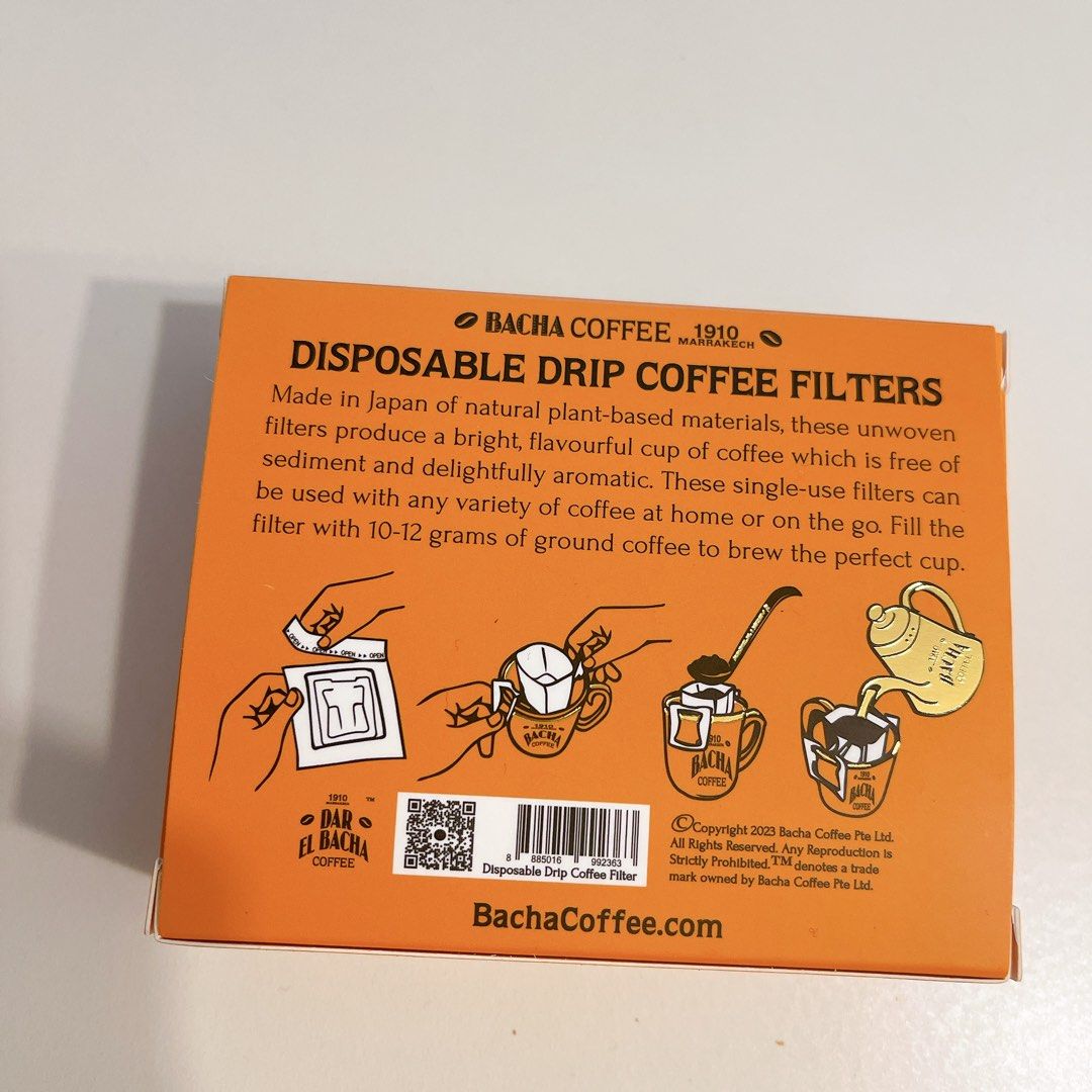 Bacha Coffee disposable drip coffee filters, Furniture & Home Living ...