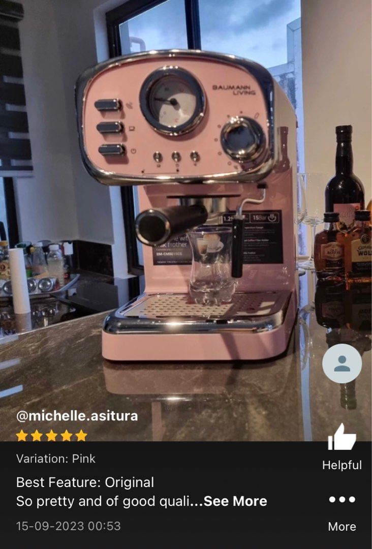 Baumann Retro Espresso Machine with Milk Frother, TV & Home Appliances, Kitchen Appliances