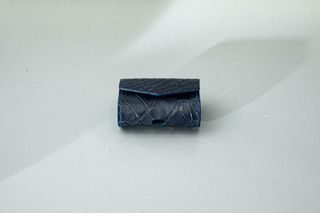 Blue Genuine Crocodile Belly leather Airpod Case