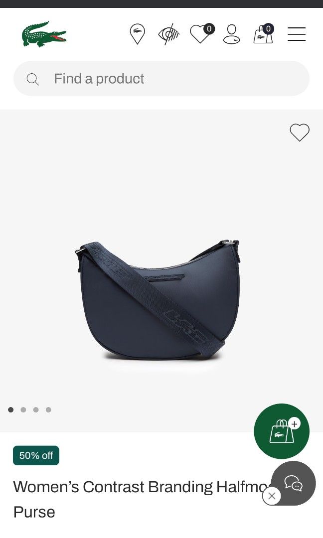 Women’s Lacoste Contrast Branding Halfmoon Bag