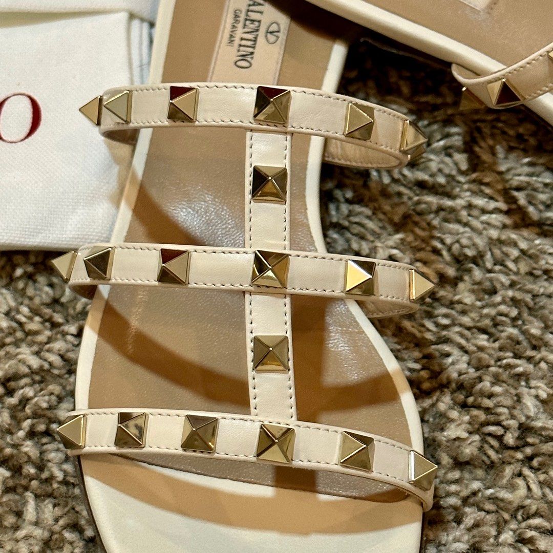Valentino Garavani Rockstud Sandals (Category: Sneakers & Footwear) located in Manila. Submitted by beyondthebag (Listing ID 1256627757, Image 2). Description: Condition: 9.8/10 Used only once Size: 37 or 24.5cm Complete inclusion + certificate of authenticity from Legit Grails ✨.