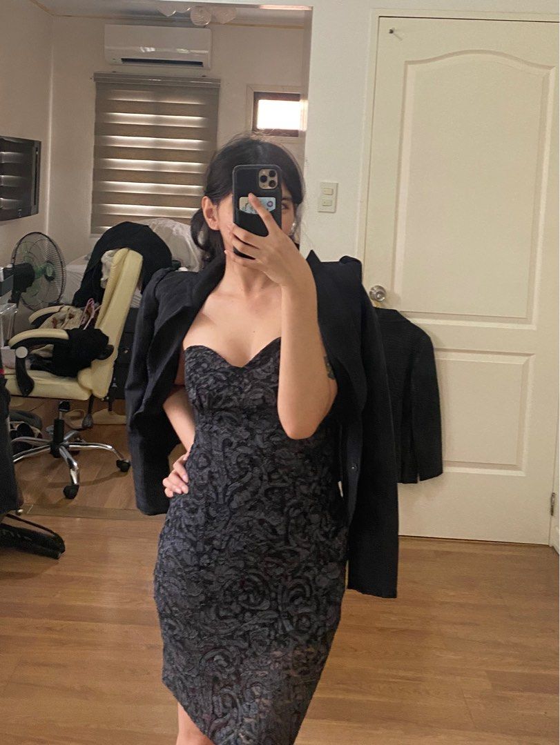 BUNDLE Tube dress black coat Women s Fashion Dresses Sets