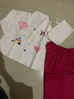 BUNDLING ATASAN CROP BLOUSE KEMEJA LINEN bukan chain buttonscarves nadjani deenay cotton aleza benang PUTIH WHITE CELANA KULOT FUSCHIA CREPE