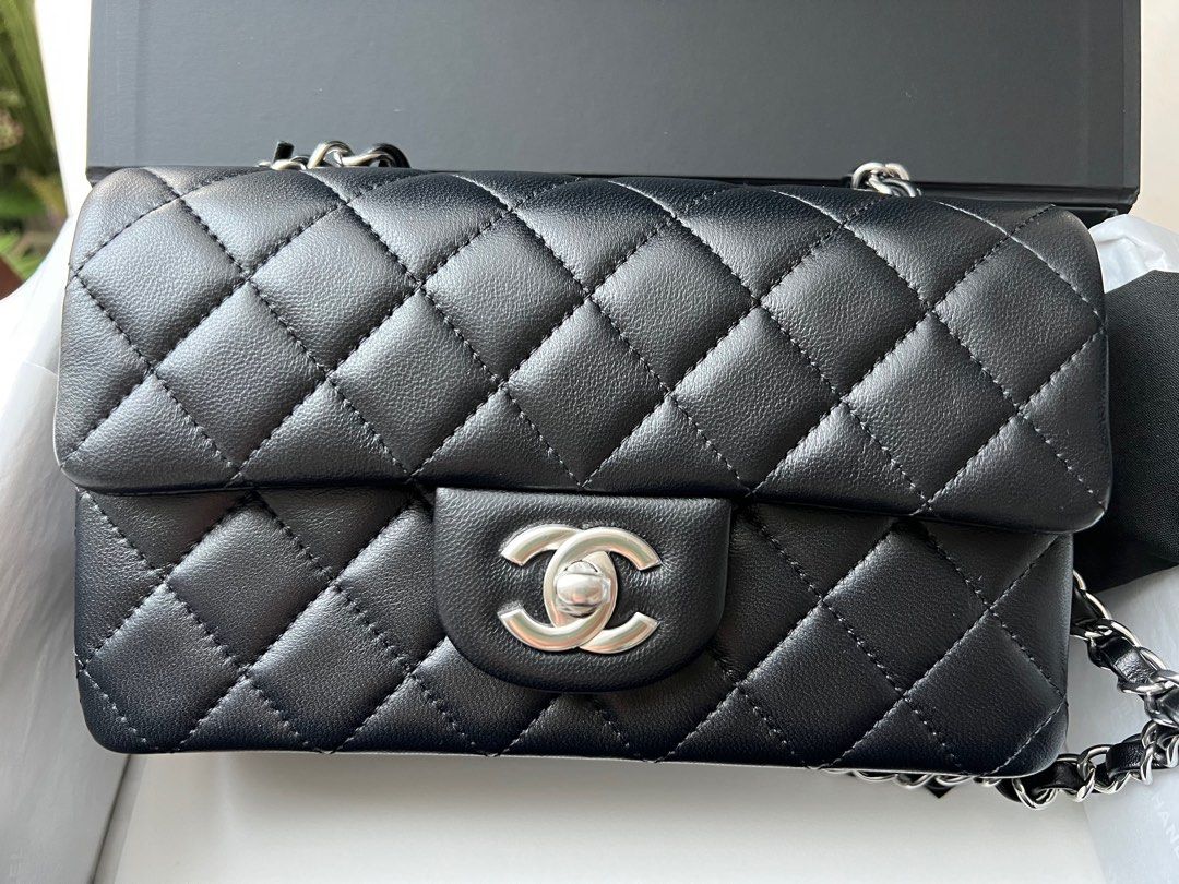 Chanel Mini Classic Flap 20cm Black x Silver Handbag 黑色銀扣CP20