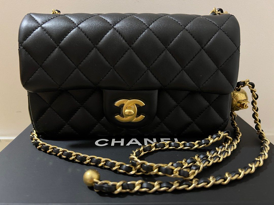 Chanel Pearl Crush Mini Rectangle Black Lambskin