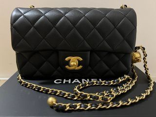 Reserved* CHANEL Black Mini Square Matalasse Flap Bag 24k Gold