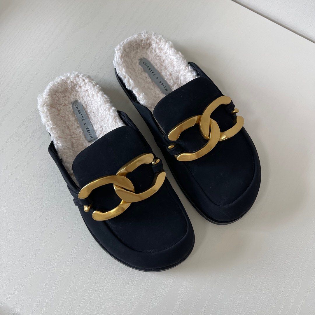 Charles and Keith furry loafers