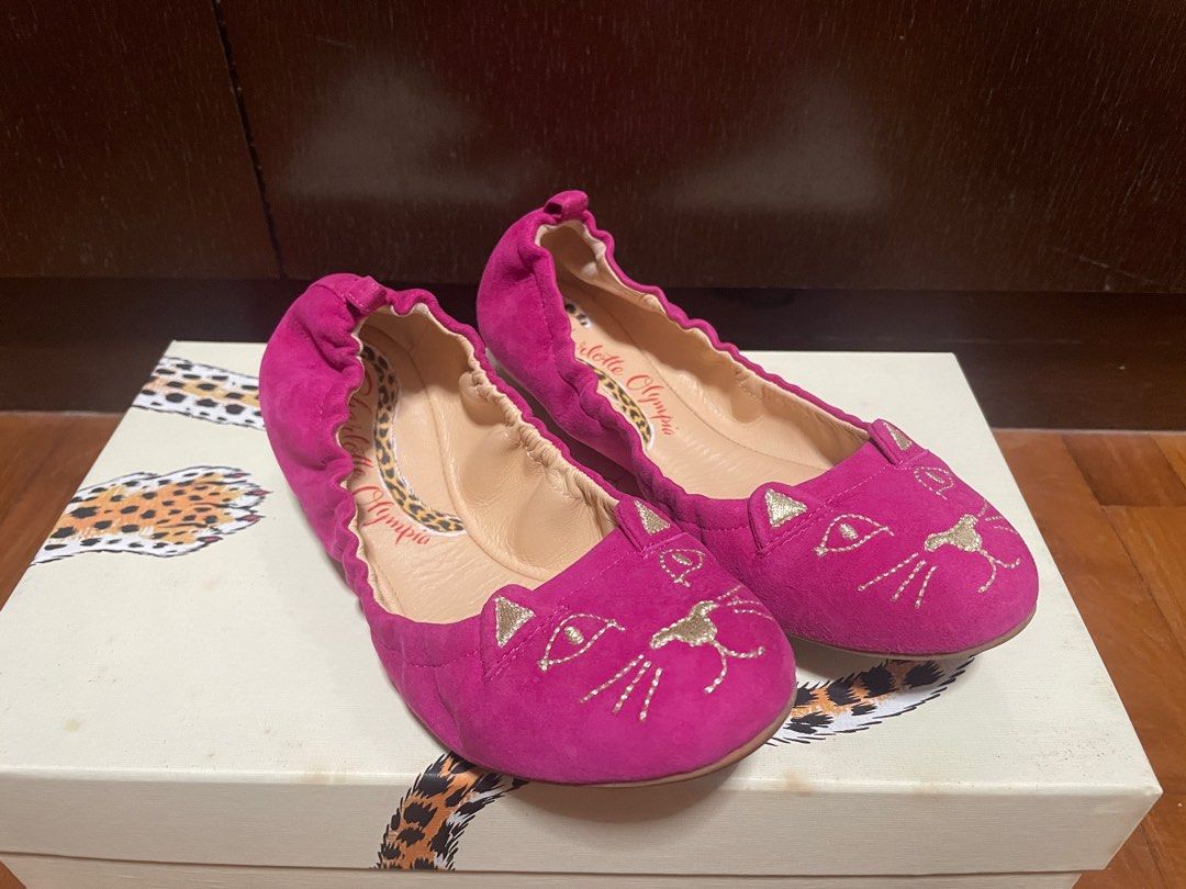 Charlotte Olympia Kitty Ballerina Flat Pink Fiesta