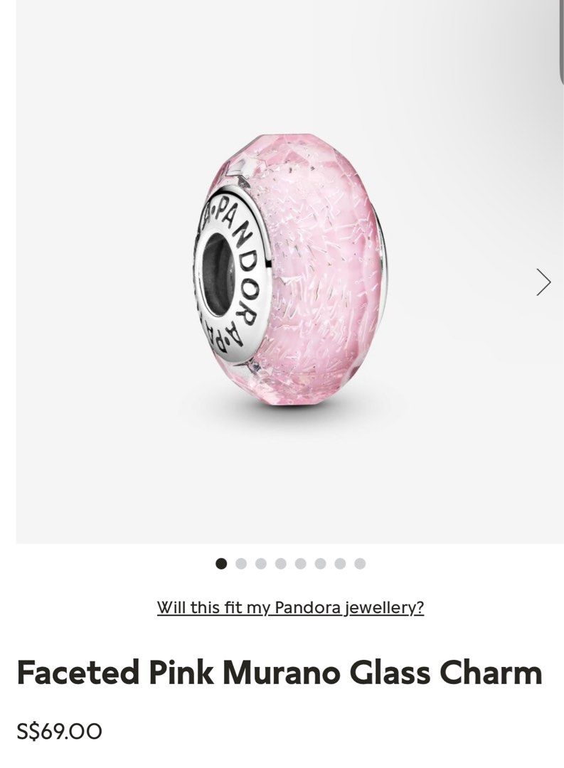 CHEAP Pandora Faceted Pink Murano Glass Charm Women s Fashion
