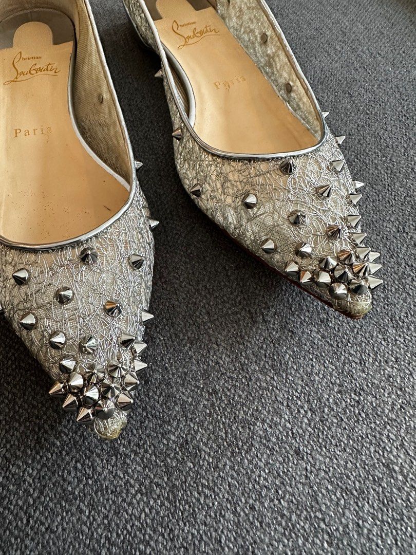 Christian louboutin silver spikes sale