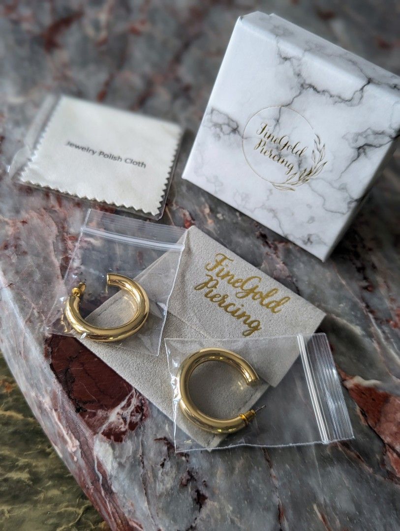Chunky Gold Plated Hoop Earrings Women s Fashion Jewelry