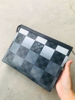 Auth Brand NEW Louis Vuitton Pochette Voyage MM Damier Graphite Pixel  Canvas Bag