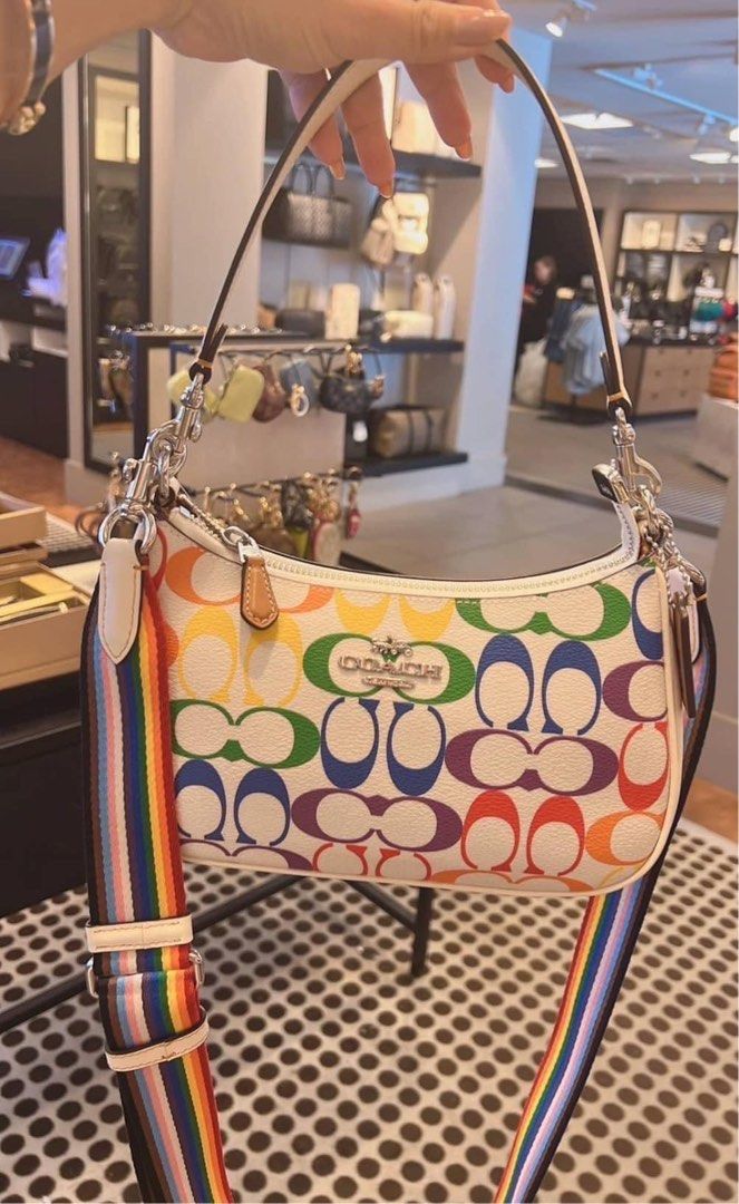 Coach Coach Teri Shoulder Bag In Rainbow Signature Canvas