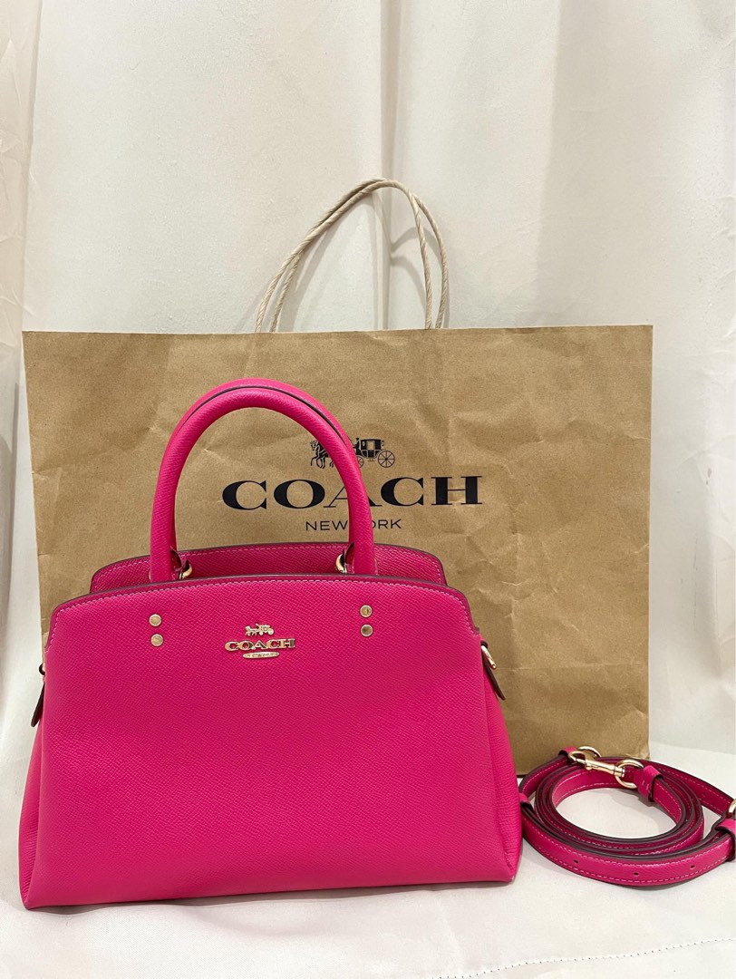 Coach Crossgrain Leather Mini Lillie Carryall Top Handle Bag Pink