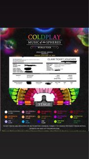 COLDPLAY DAY 1 UBA PREMIUM JAN 19(SLIGHTLY LOWER THAN SRP) MEET UP AND CLAIM TICKET TOGETHER