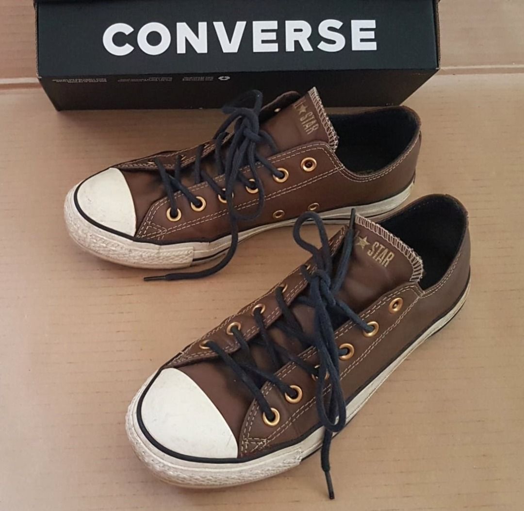 Converse All Star Sneakers US 7 EU 40 Brown Leather Cult Street Fashion Old Skool Original Active Lifestyle In Vogue Designer Footwear High