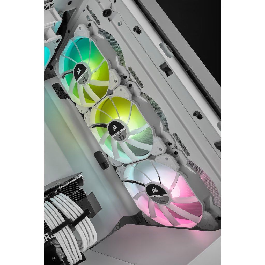 CORSAIR iCUE SP120 RGB Elite Performance 120mm White PWM ARGB x 3 ...