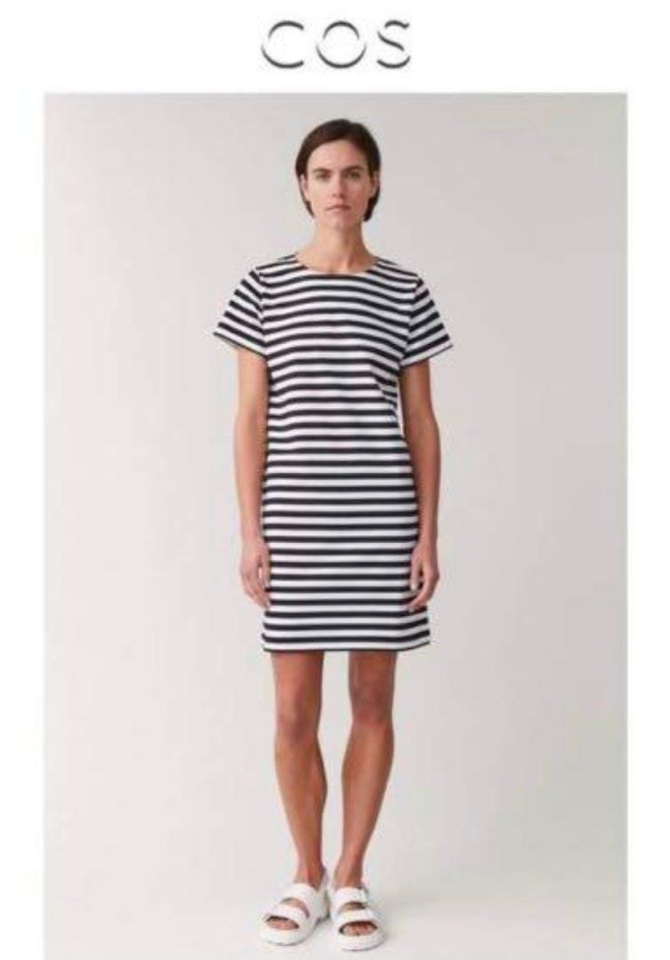 white christmas dresses Mona Dress French Terry in Black/White Stripe exclusive at The Shoe – The  Shoe Hive main image 1