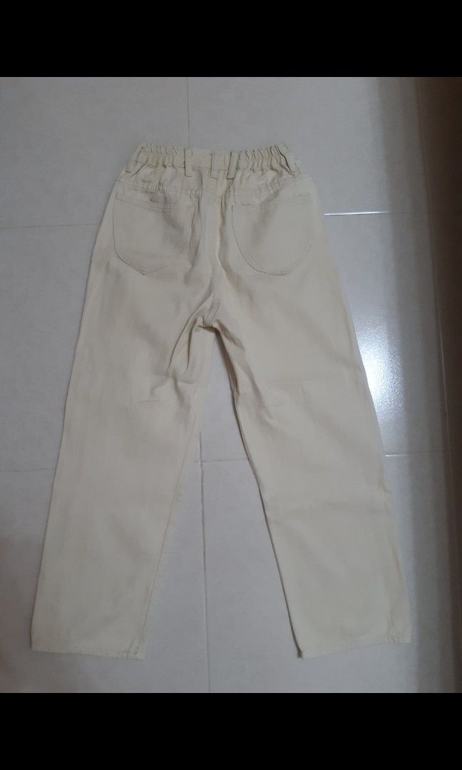 Cream Straight Fit Elasticated Pant