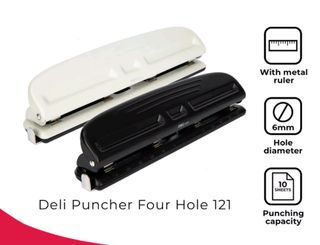 DELI Office Supplies 4 Hole Punch Puncher BLACK only Pre loved School Art Crafts Equipment Tools