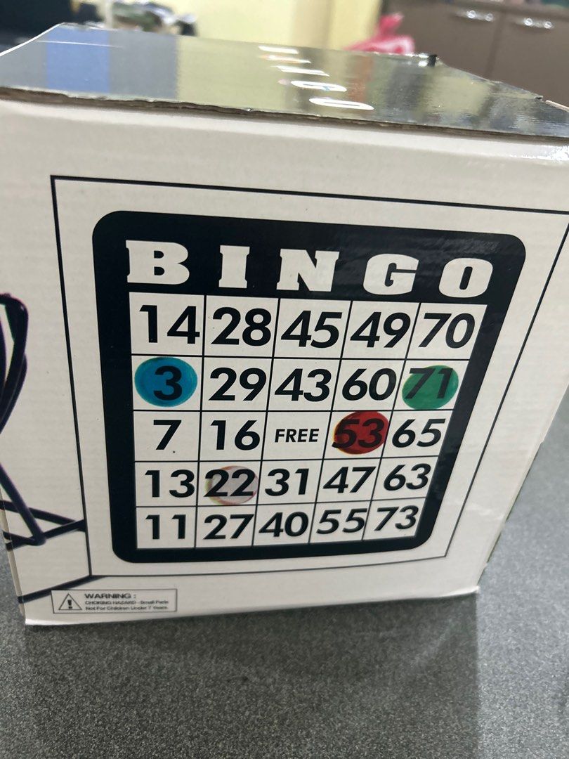 Deluxe Bingo Set (Category: Board Games & Puzzles) located in Manila. Submitted by cozzyessentialshopph (Listing ID 1256577222, Image 3). Description: Item: Deluxe Bingo Set Price: P950.00 📍 Recommended for ages 8 and up 📍 Cage made of metal Includes metal cage, 75 numbered balls, 17 double-sided bingo cards, 150 bingo markers and instruction sheet 🌟 Players: 2 to 7 Material: Metal, Hard Plastic Weight: Approx. less than 1/2kg *Product color m