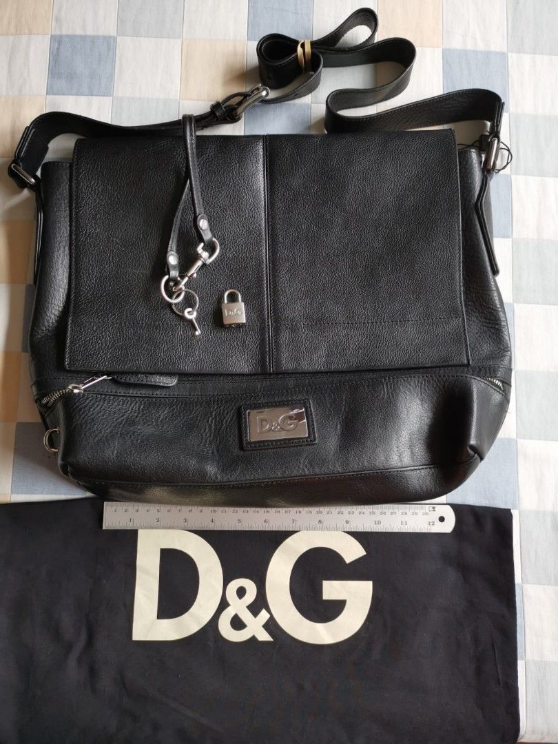 Dolce Gabbana D G Leather Messenger Bag Black Luxury