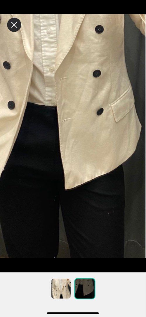 Men Double breasted blazer beige (Category: Coats, Jackets and Outerwear) located in Manila. Submitted by 99rocket (Listing ID 1256607843, Image 2). Description: Altered to my size For small body build .