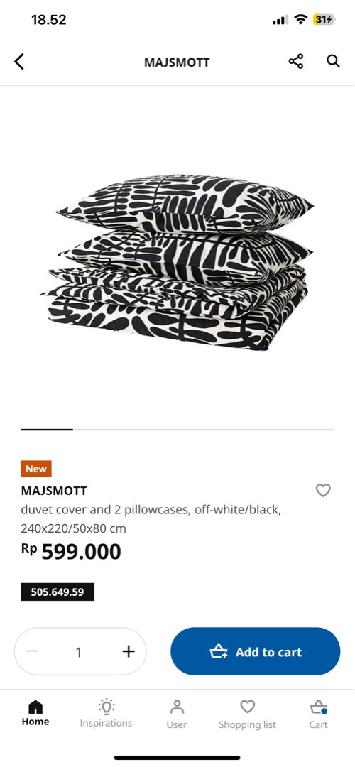 MAJSMOTT Duvet cover and 2 pillowcases, off-white/black, 240x220