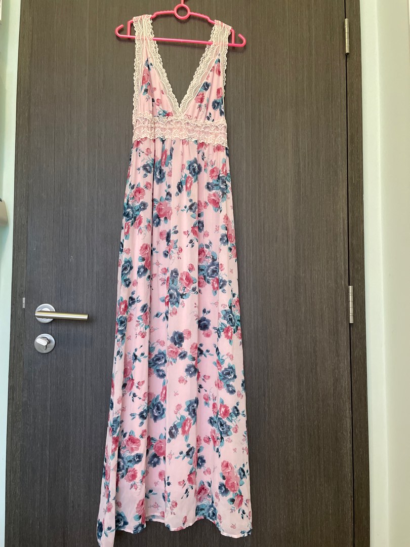 Garden meandering blush 2025 floral print maxi dress
