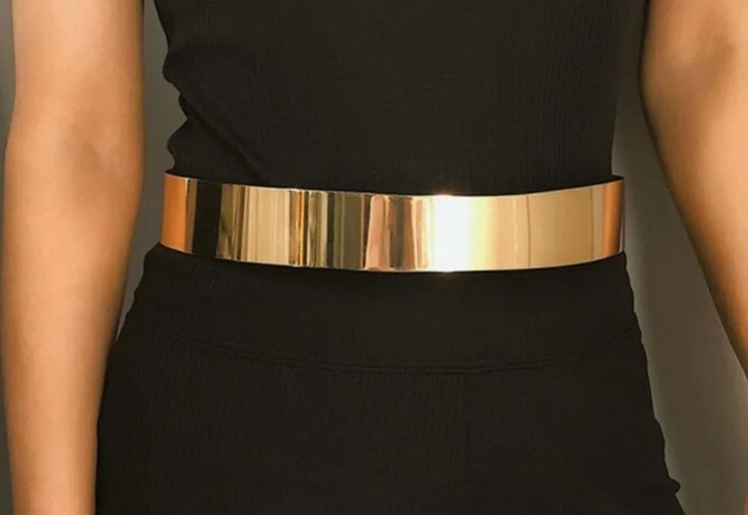 Dull gold plated metal waist belt