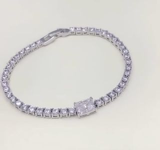 Genuine Moissanite diamond tennis bracelet with center square