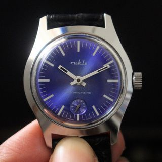 German Vintage Ruhla Sunburst Blue Dial NOS
