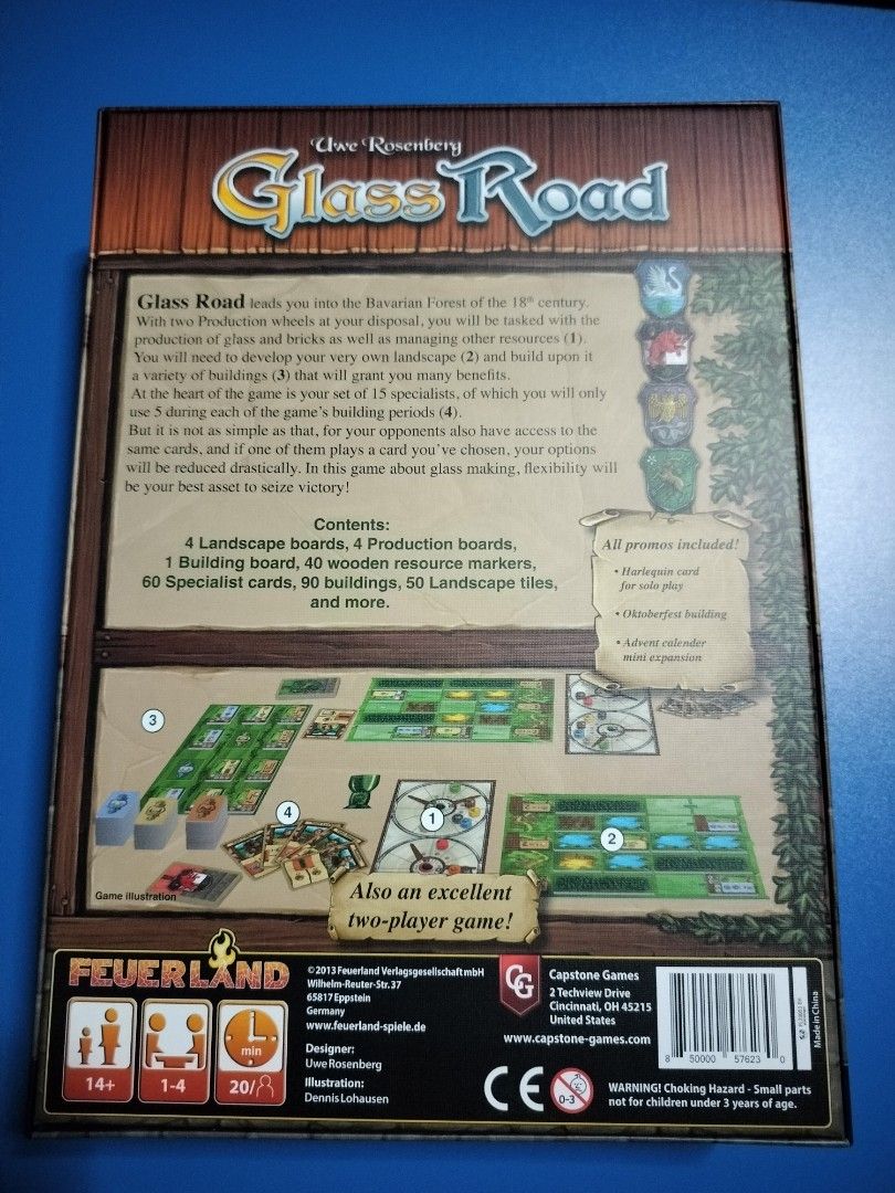 Glass Road Board Game Uwe Rosenberg + Promo card and tiles + Mini