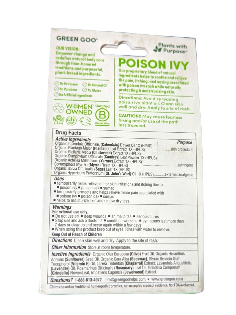 Green Goo Poison Ivy Treatment & Relief salve, Natural Poison Ivy Cream