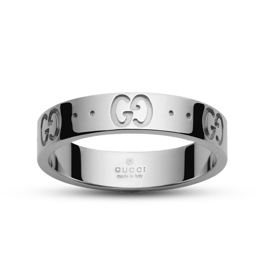 Gucci ICON 18K 750 white Gold GG ring size 55 Women s Fashion