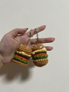 Hamburger Crochet Keychain