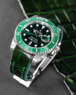 Bespoke Watch Strap in Emerald Green Crocodile – Solitaire Official