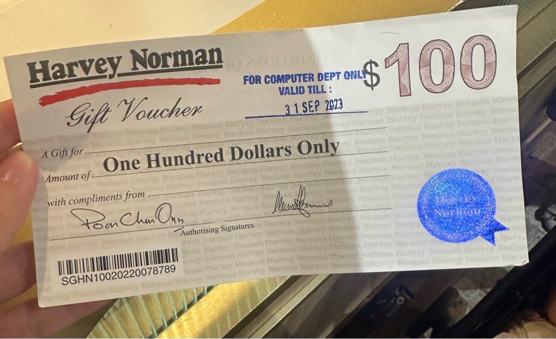 Harvey Norman 100 Voucher, Tickets & Vouchers, Vouchers on Carousell