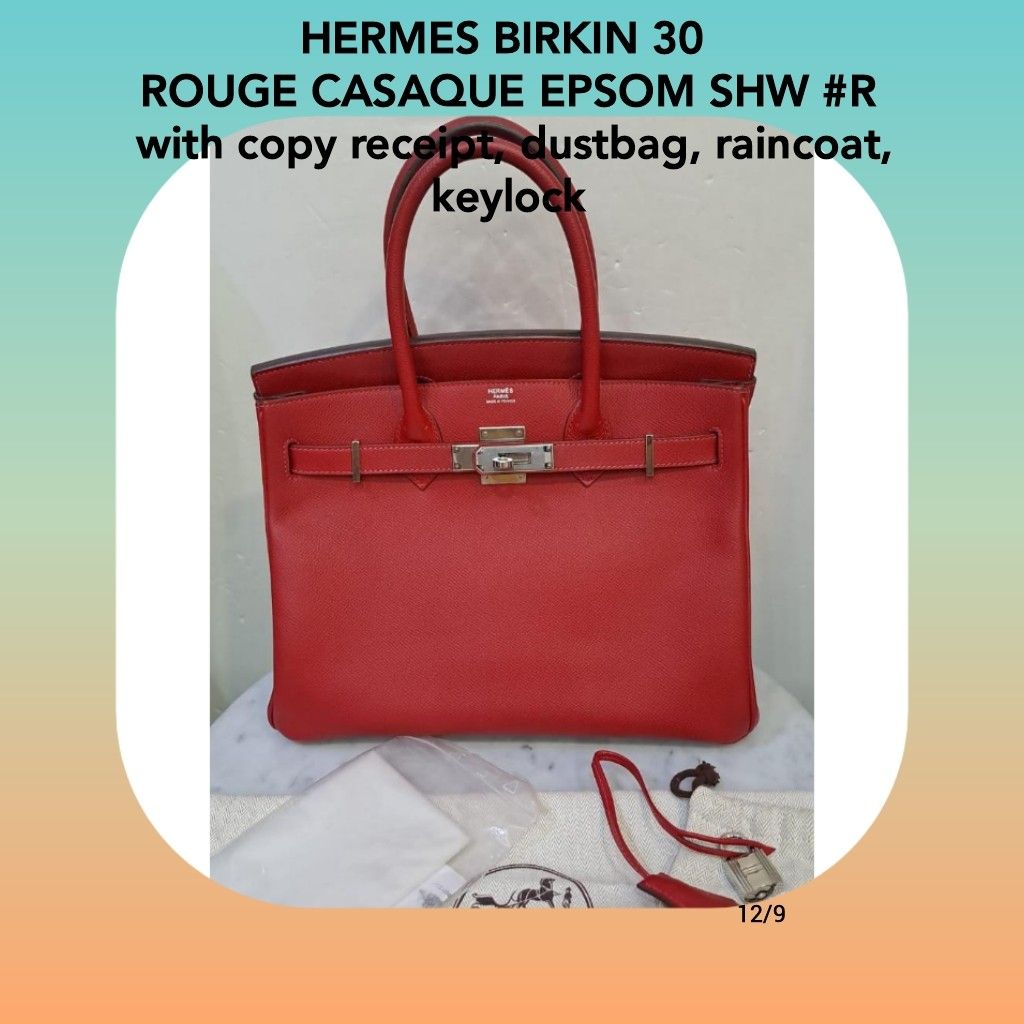 Hermes Epsom Birkin 30 Rouge Casaque