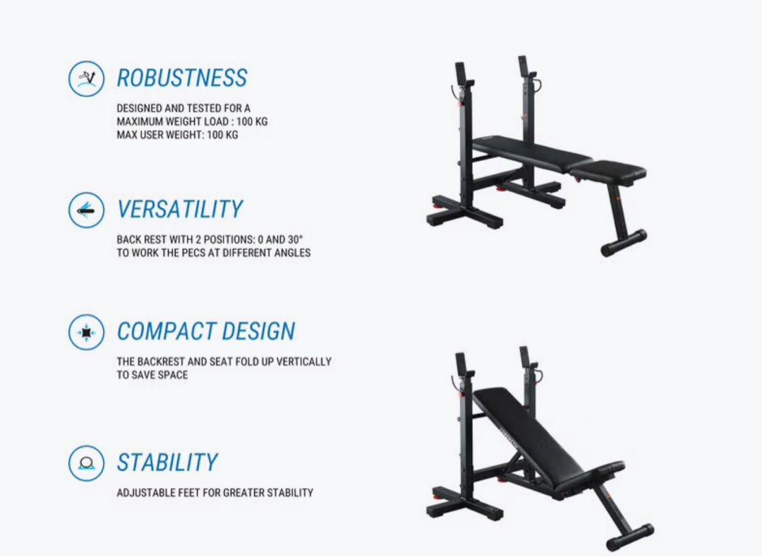 Home gym foldable bench and weight set