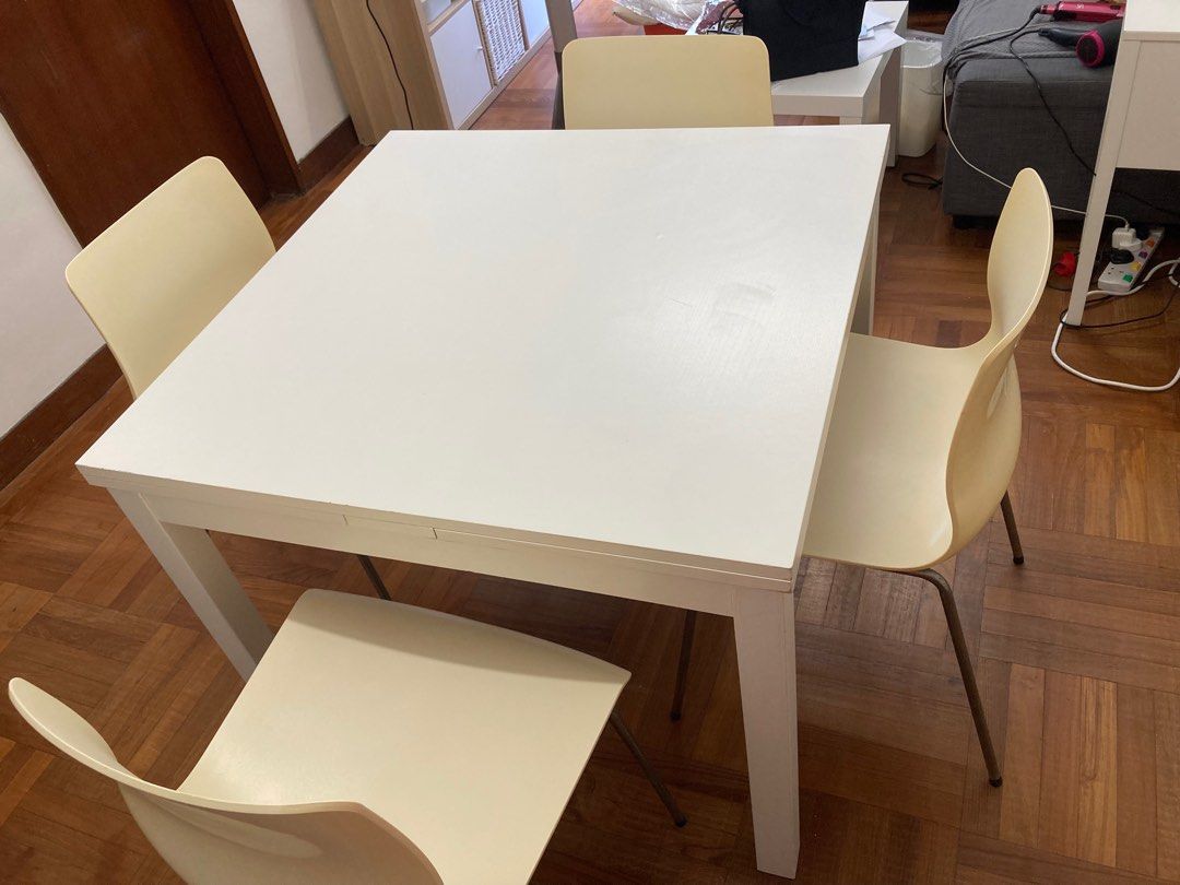 Ikea BJURSTA extendable table ERLAND chair x4
