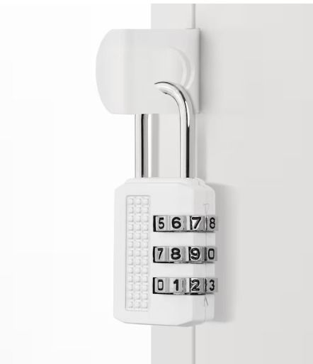 IKEA ELLOVEN Padlock (Category: Locks, Doors & Gates) located in Makati City. Submitted by _artsyfab (Listing ID 1256493336, Image 2). Description: Width: 3 cm (1 ¼ ") Height: 6 cm (2 ¼ ") Thickness: 1 cm (½ ") Available: 2 pcs white 2 pcs black.