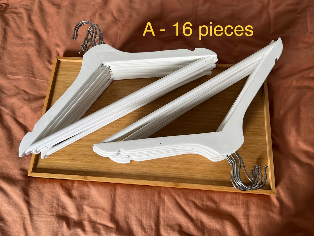 IKEA wooden hangers (white & natural colour), Furniture & Home Living