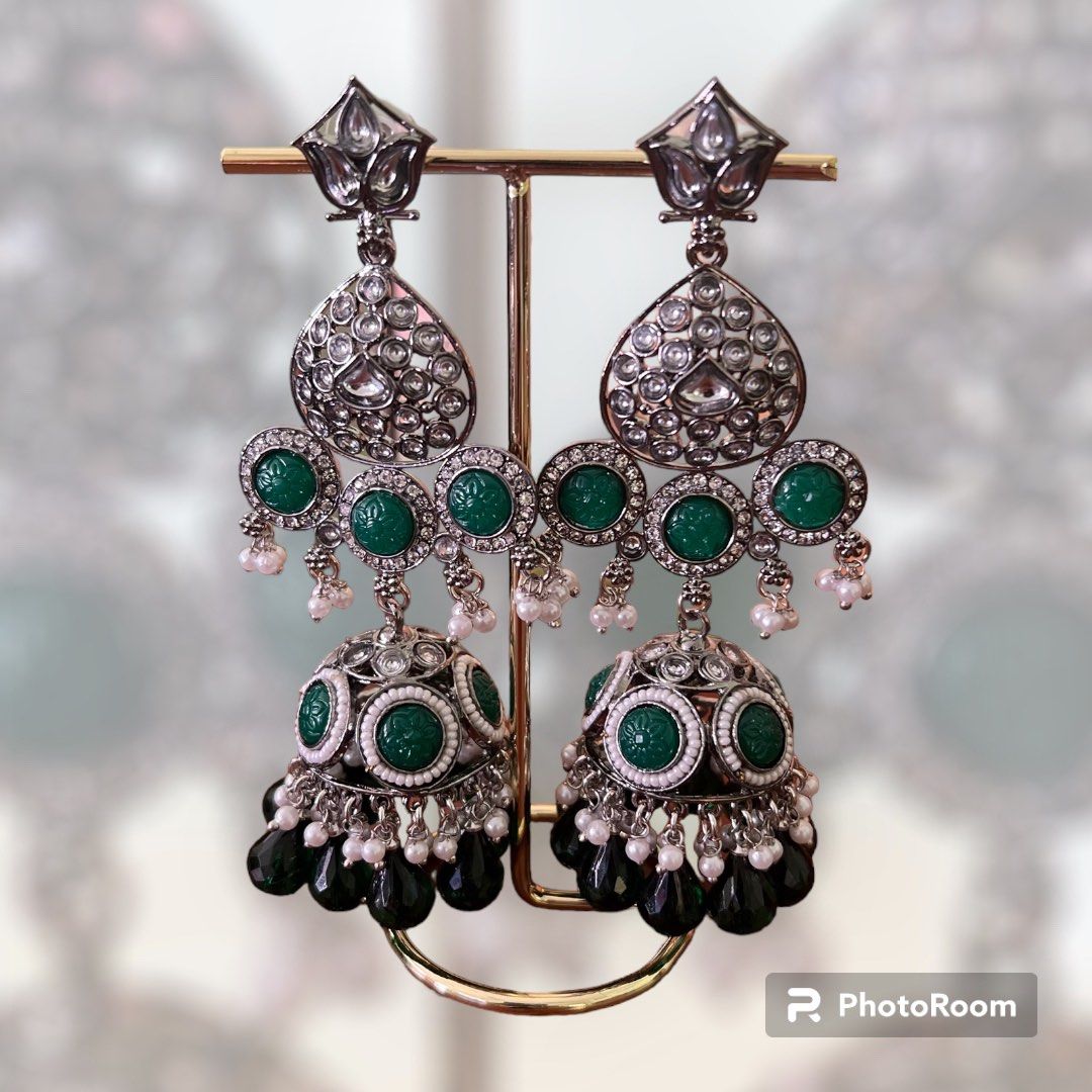 Gold oxidized earrings cheap