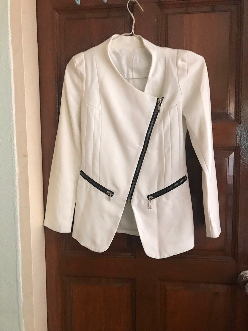 White jacket with black trim outlet
