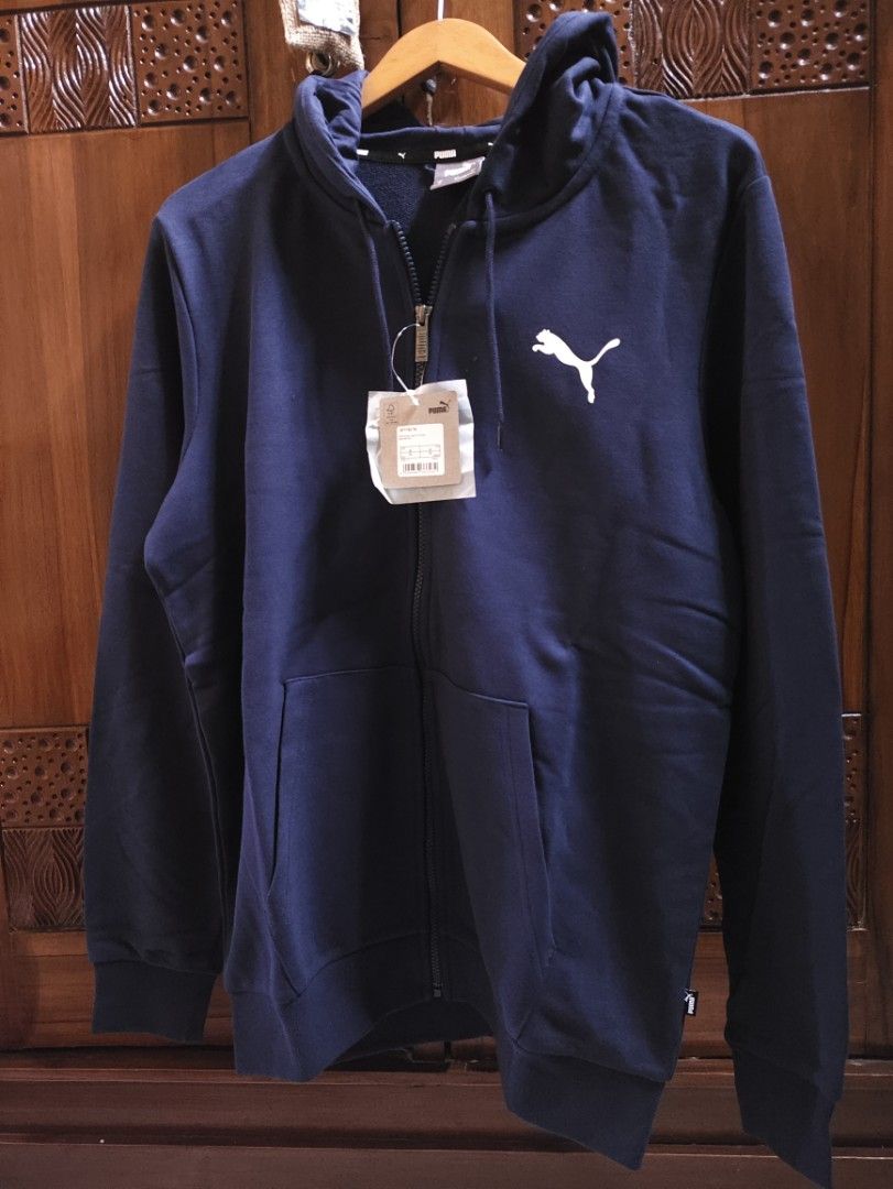 Jaket Hoodie Puma Navy size M Original Fesyen Pria Pakaian