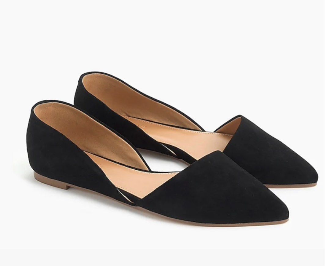 J crew black suede outlet flats